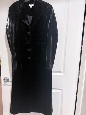 Black Vinyl Midi Length coat